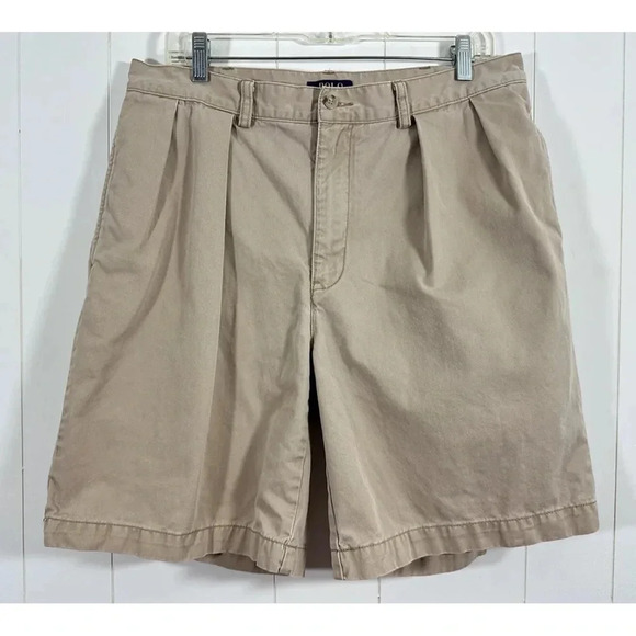 Polo Ralph Lauren Pleated Front Beige Bermuda Shorts Khakis Size 34 - Picture 1 of 6
